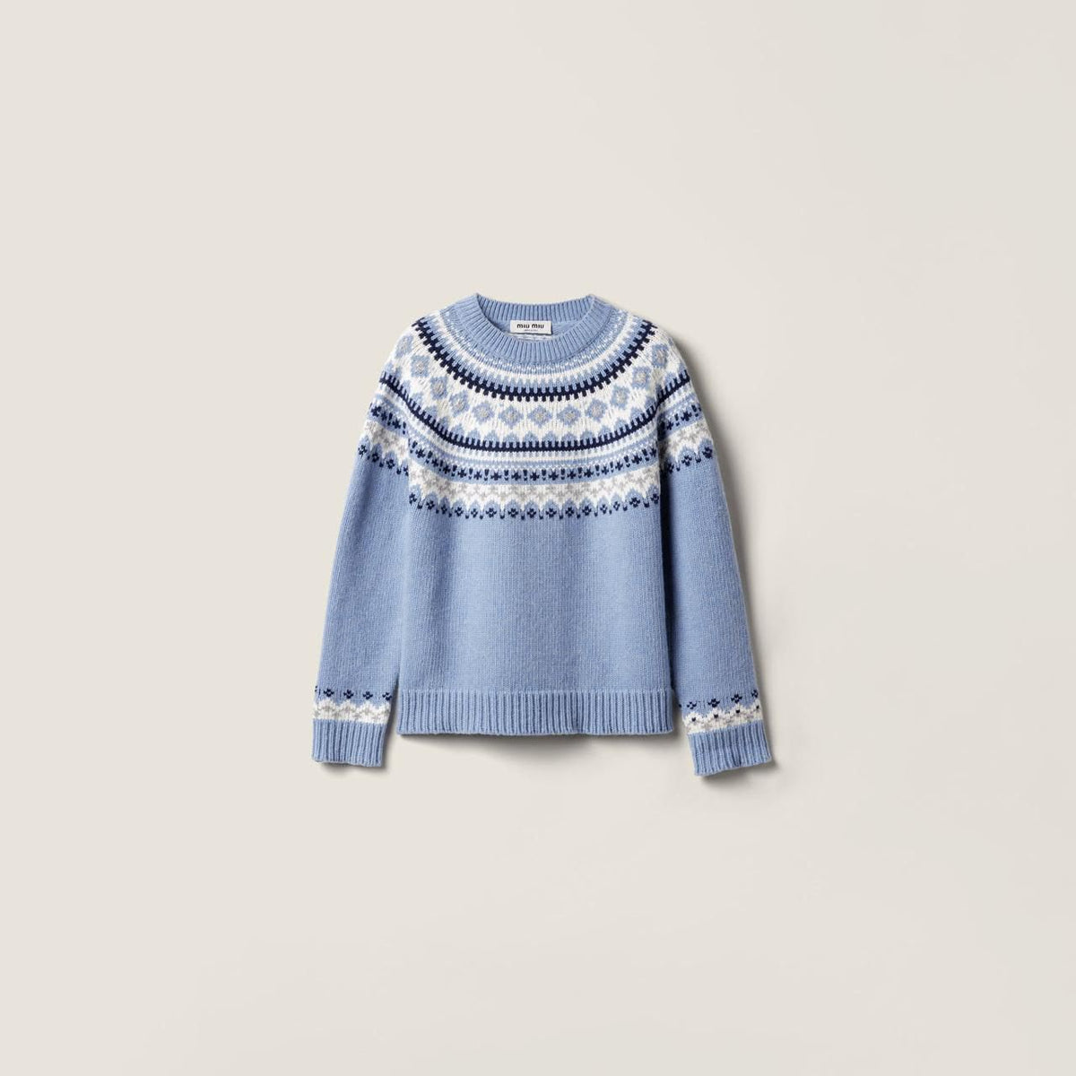 Miu Miu Fair Isle Wool Crew-Neck Sweater
