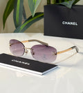 Chanel Rimless Crystal CC Oval Sunglasses
