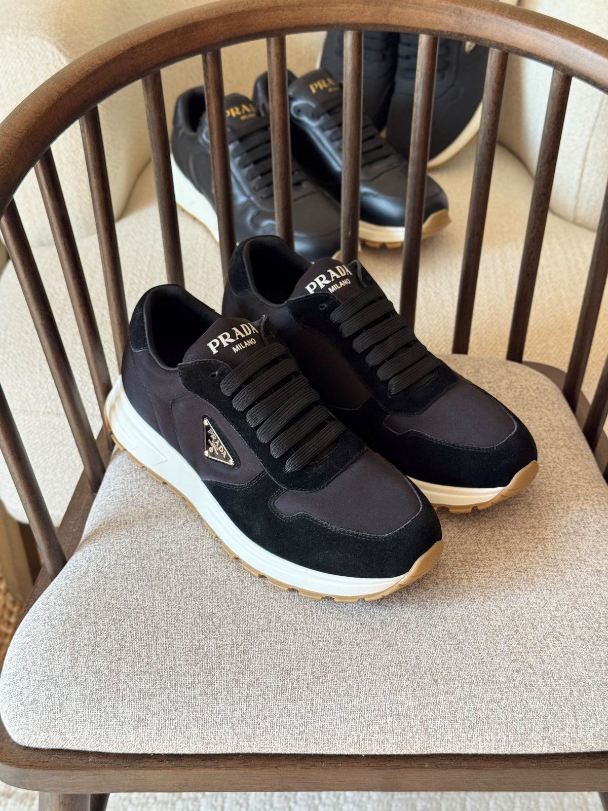 Prada Prax Re-Nylon and Suede Sneakers