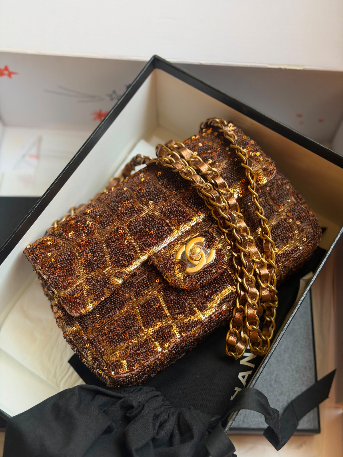 Chanel Sequin Logo Small Flap Bag