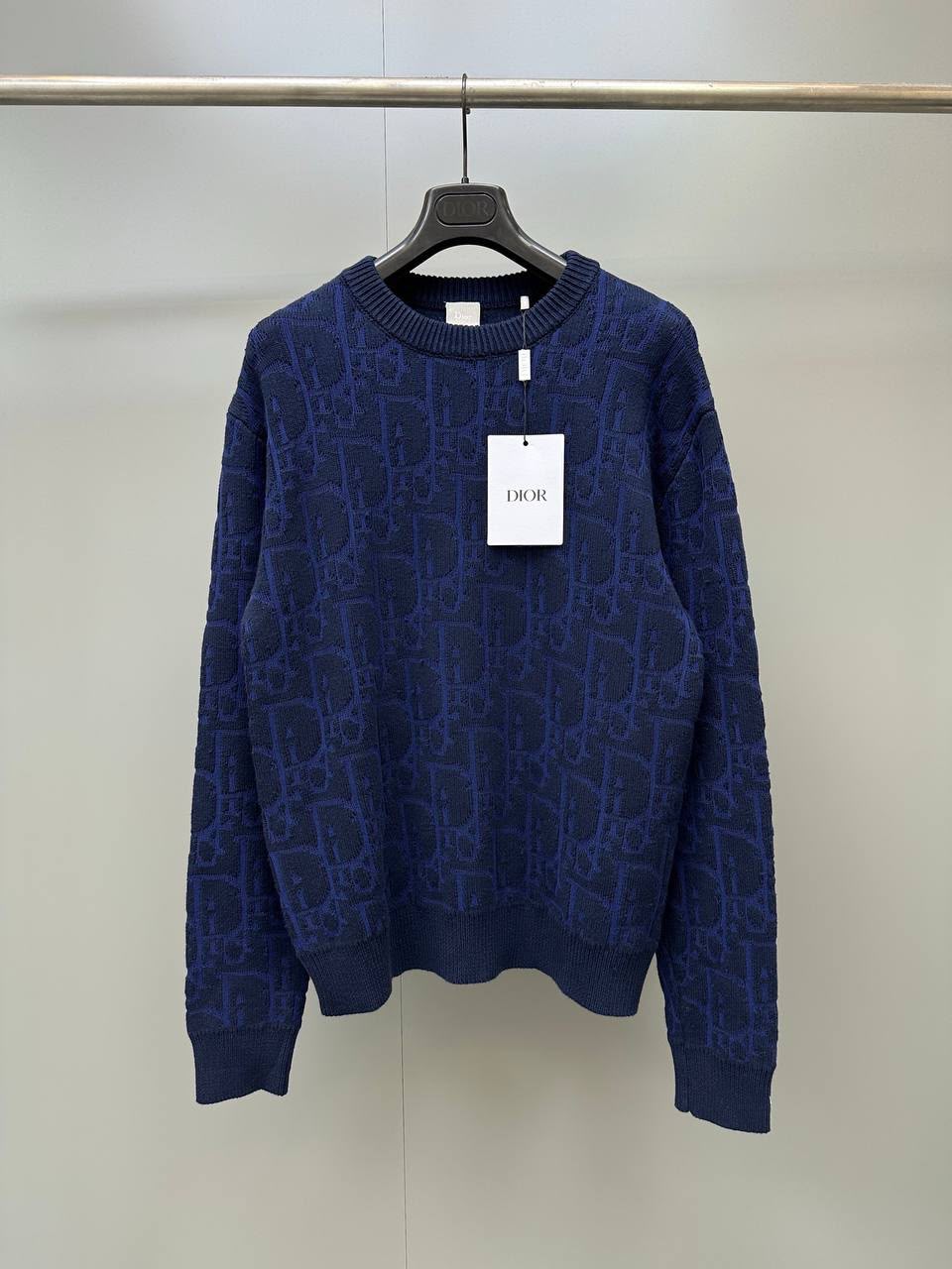 Dior Oblique Sweater in Ecru Cotton-Blend Jersey