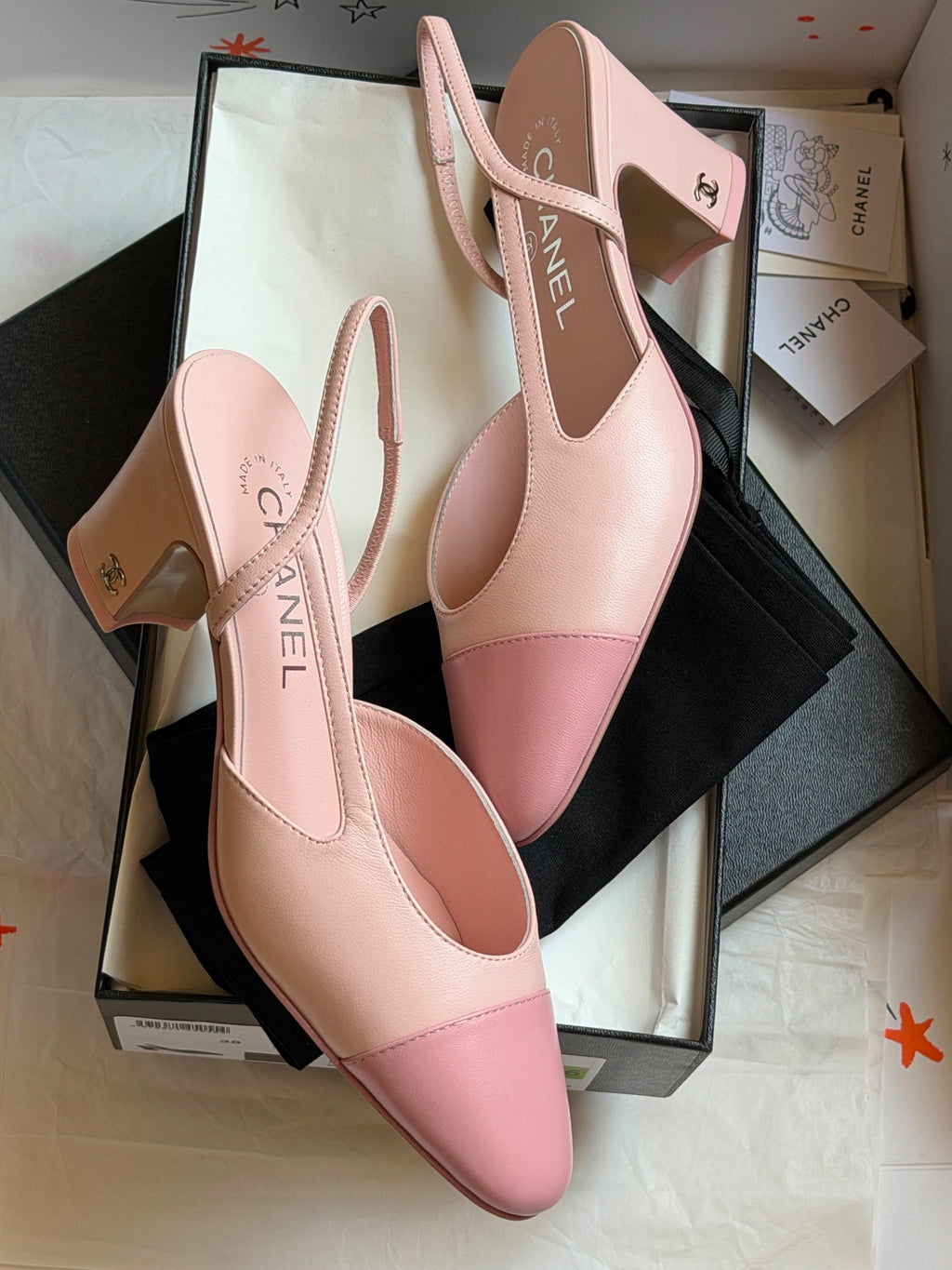 Chanel Bicolor CC Cap-Toe Slingback Pumps