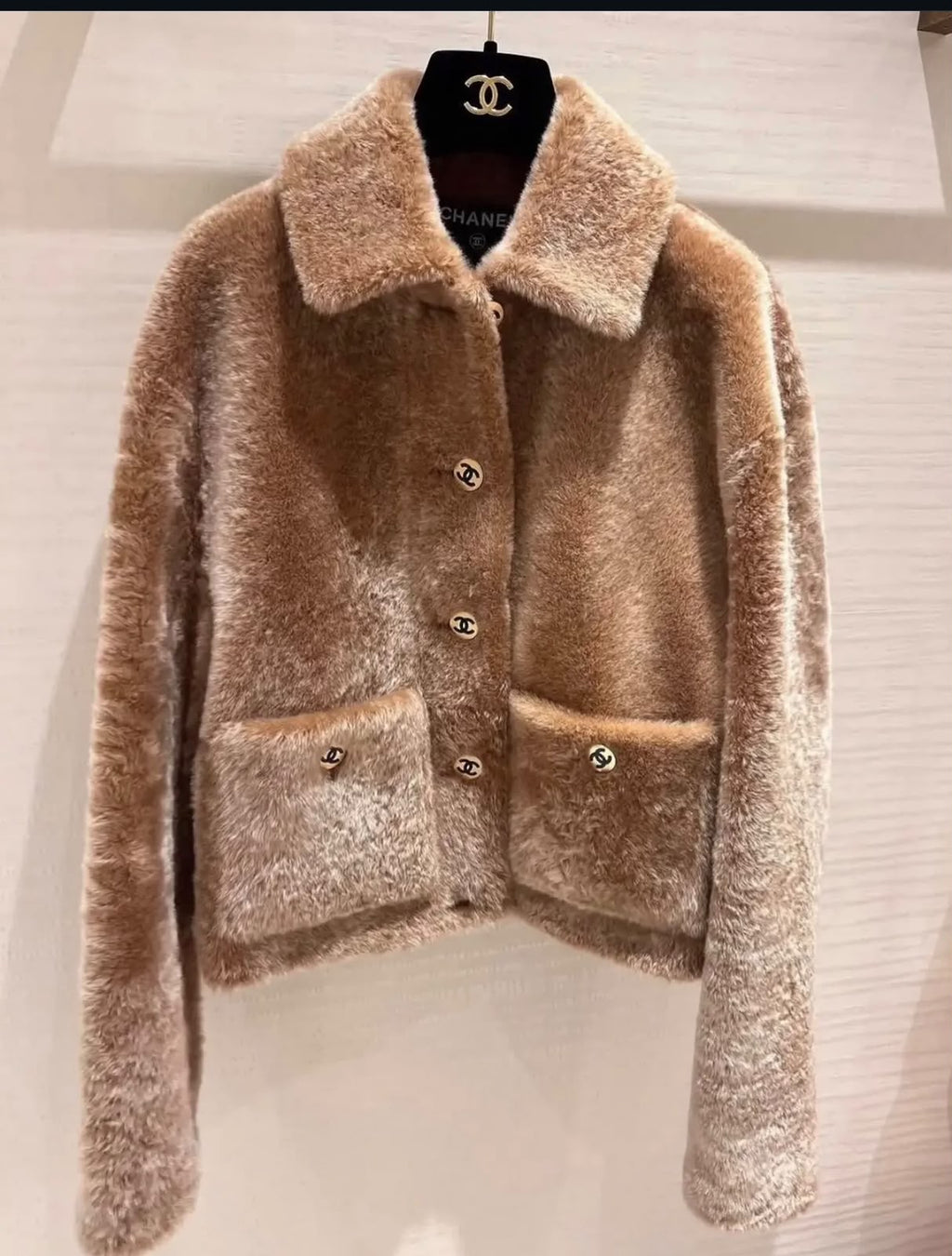Chanel Winter 2026 Pre-Collection Beige Shearling Jacket