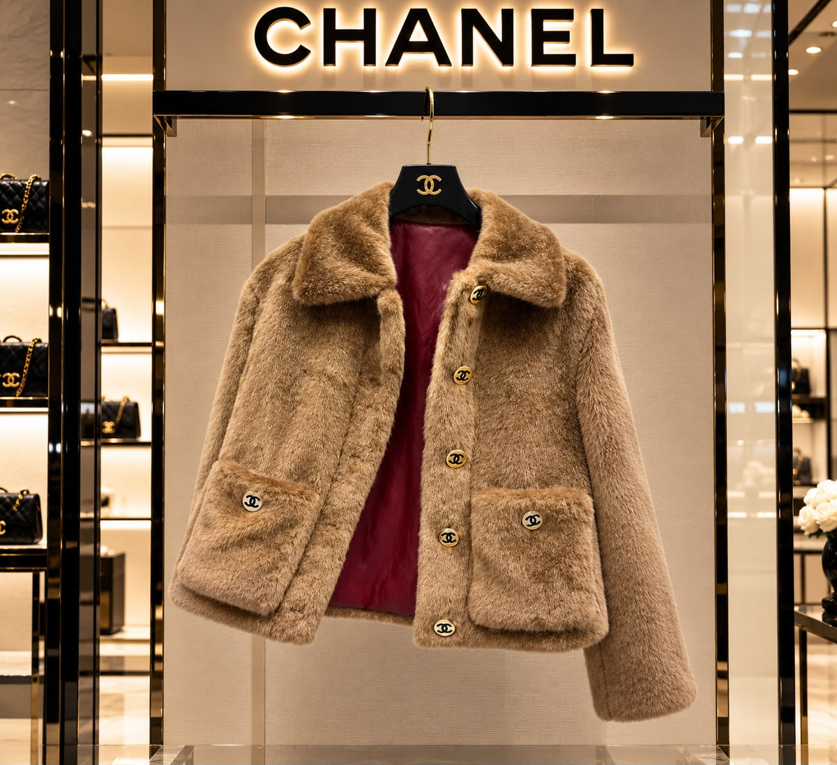 Chanel Winter 2026 Pre-Collection Beige Shearling Jacket