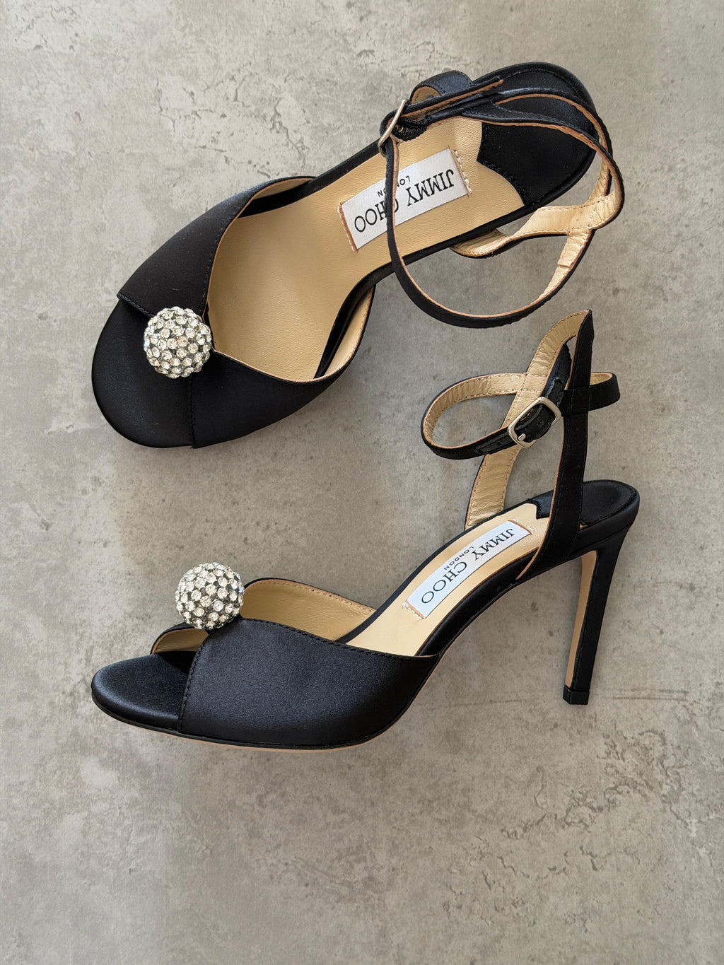 Jimmy Choo Sacora Sandals with Crystal-Embellished Sphere