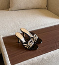Gucci Interlocking G Crystal Metallic Leather Sandals