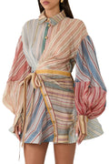 ZIMMERMANN Rebellion Striped puff-sleeve Mini Dress