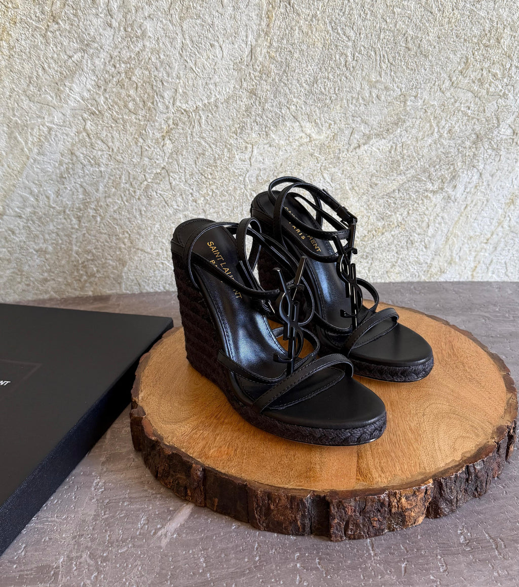 Saint Laurent Cassandra Espadrille Wedge Sandals