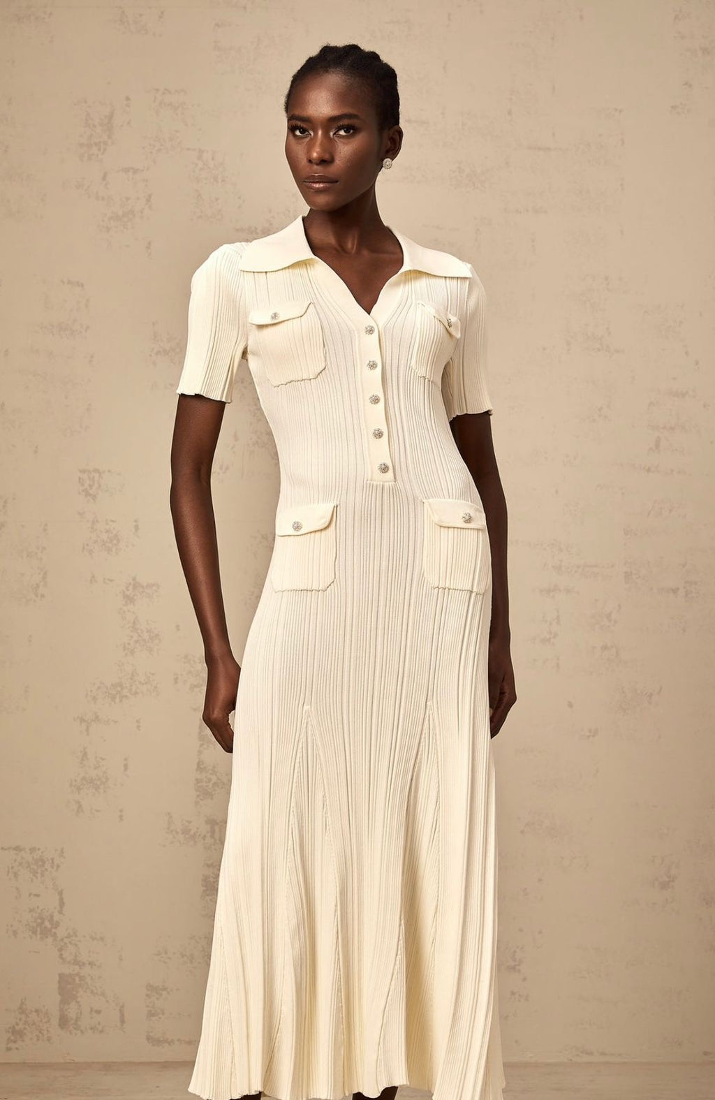SANDRO ribbed-knit midi dress