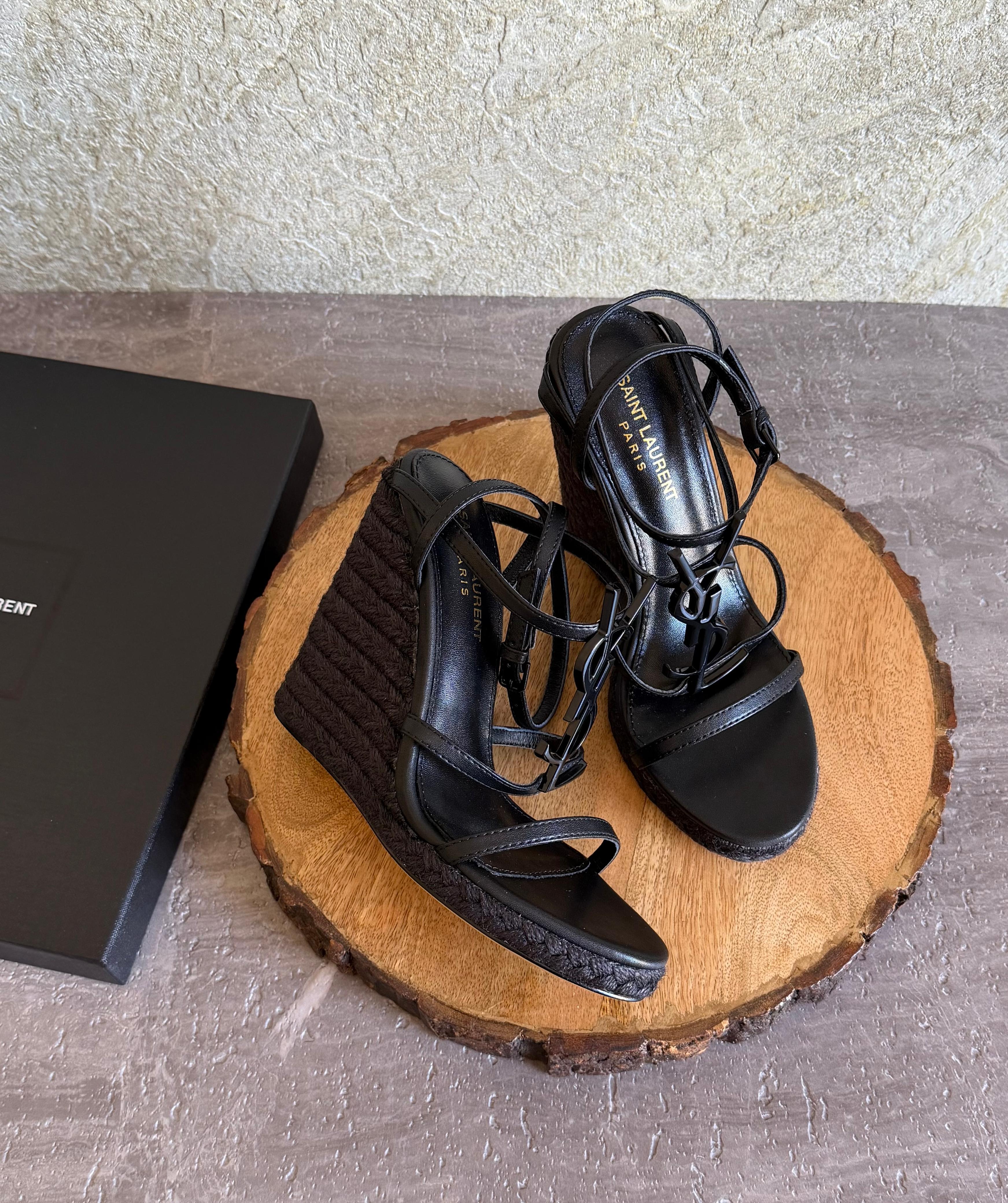 Saint Laurent Cassandra Espadrille Wedge Sandals