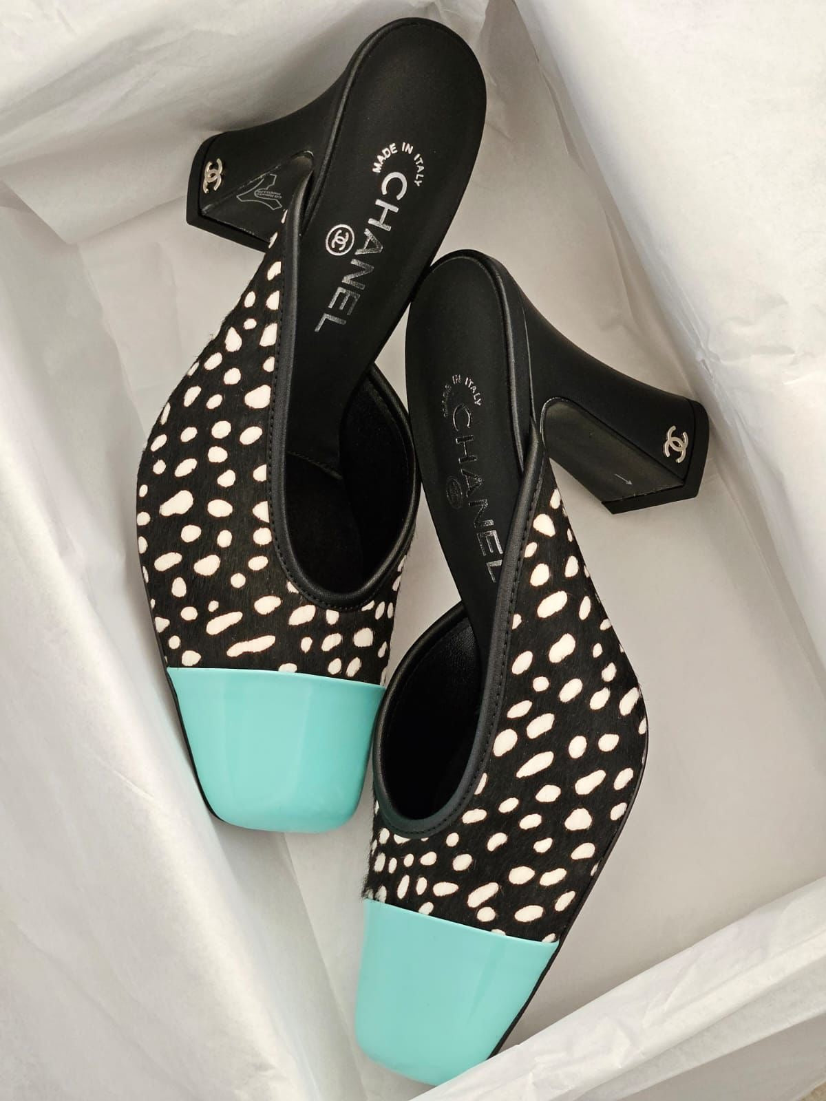 Chanel Mules in Lambskin & Patent Calfskin