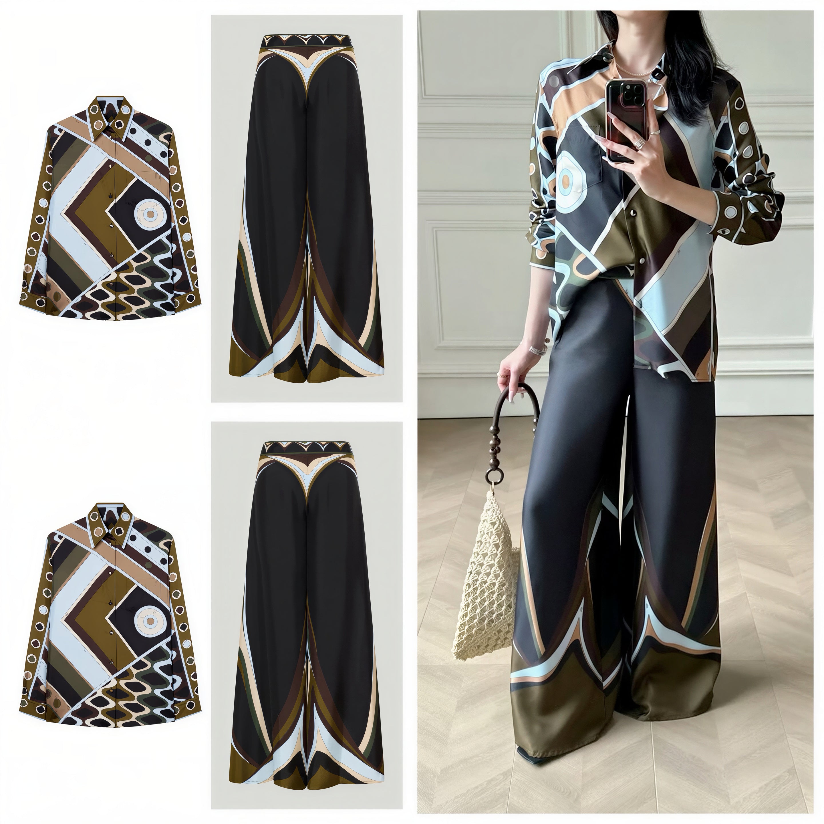 Pucci Fari Print Silk Palazzo Set