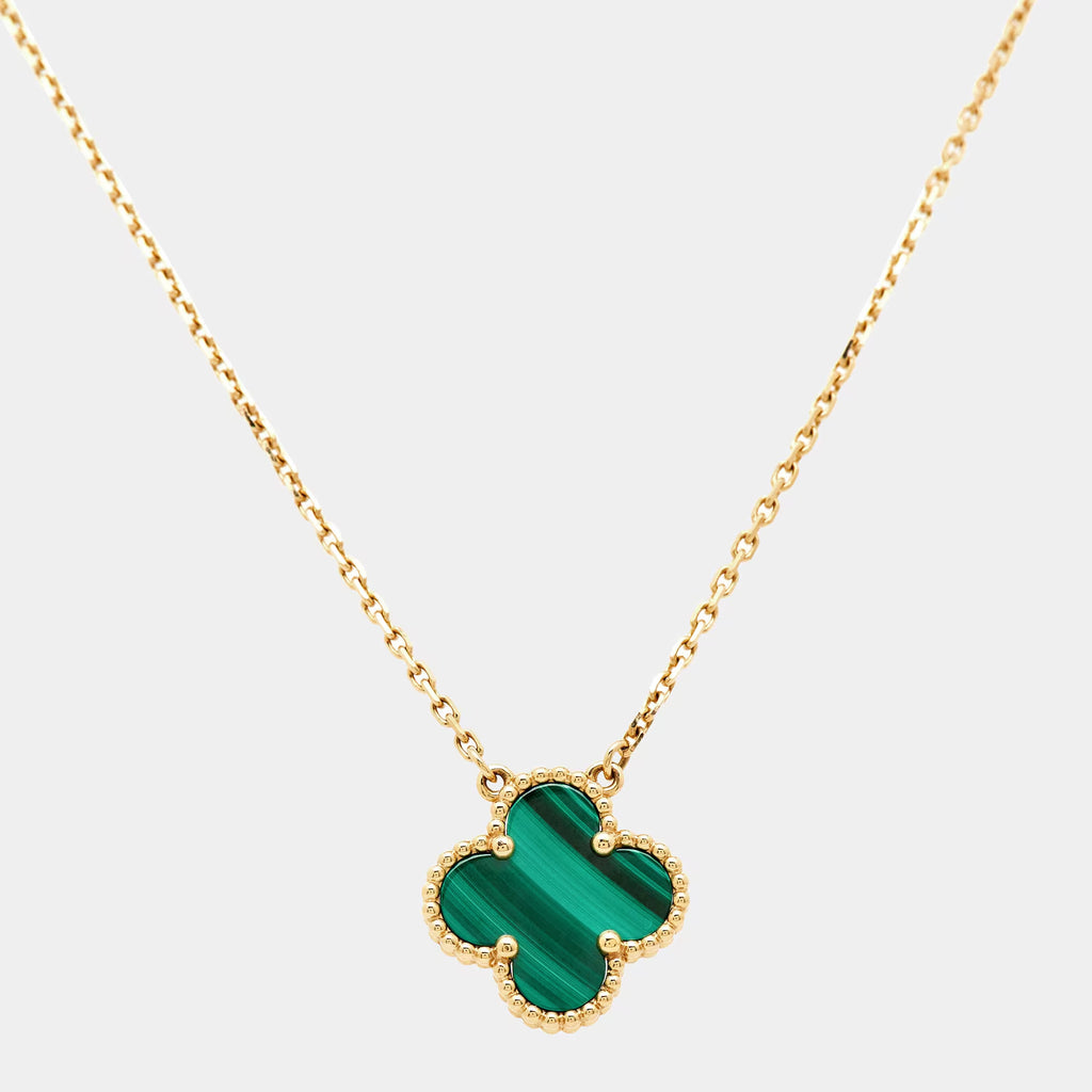 VAN CLEEF Malachite Vintage Alhambra Pendant Necklace