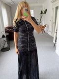 Sandro Rhinestone Knit Maxi Dress