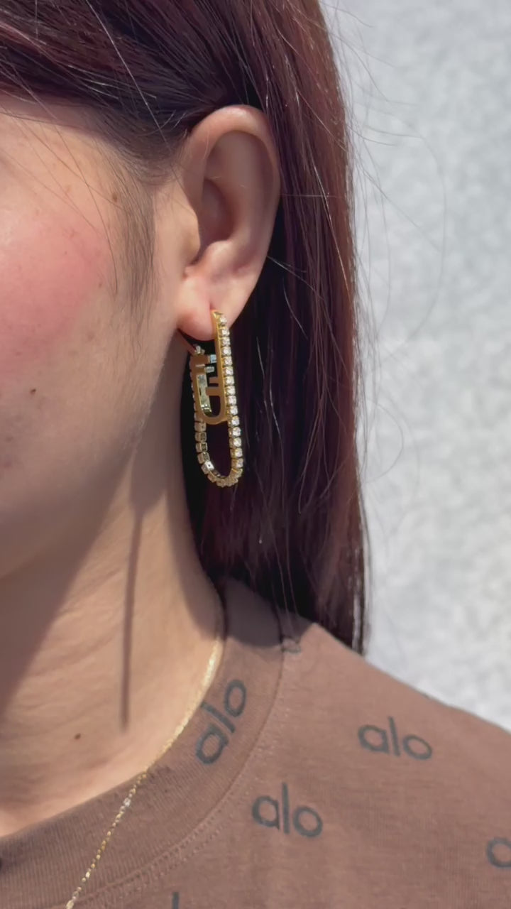FENDI O'Lock-motif Crystal Earrings | Gold
